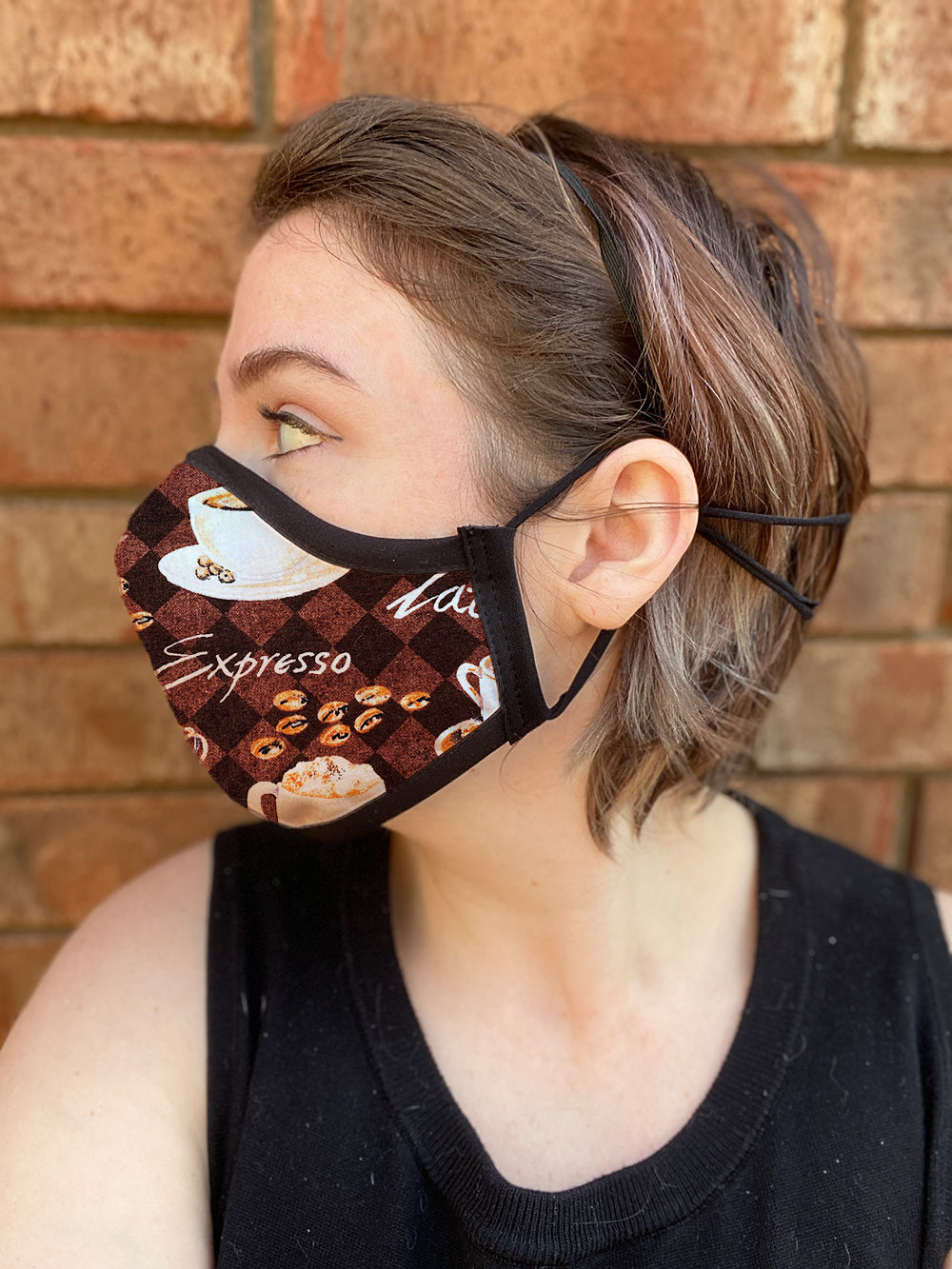 Four Layer Fully Wired Protective Cloth Face Mask - Made in USA - Coffee, Adult