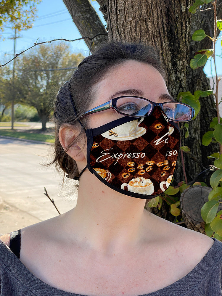 Four Layer Fully Wired Protective Cloth Face Mask - Made in USA - Coffee, Adult