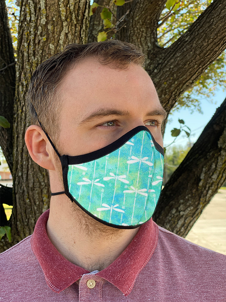 Four Layer Fully Wired Protective Cloth Face Mask - Made in USA - Dragonfly, Adult