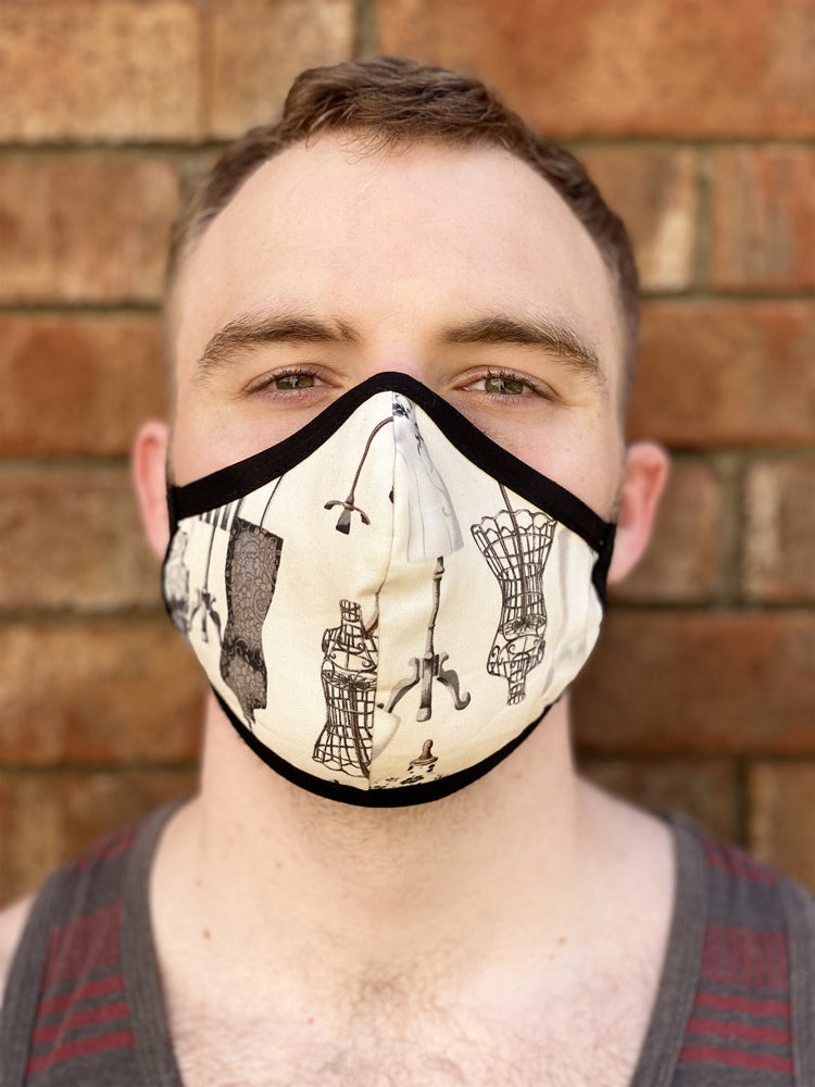 Four Layer Fully Wired Protective Cloth Face Mask - Made in USA - Fashion Dress Form, Adult