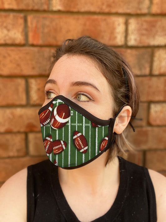 Four Layer Fully Wired Protective Cloth Face Mask - Made in USA - Football, Adult