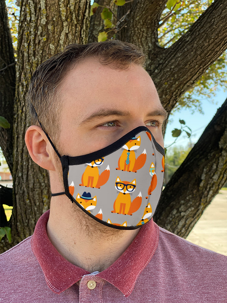 Four Layer Fully Wired Protective Cloth Face Mask - Made in USA - Foxes, Adult
