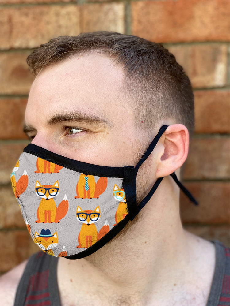 Four Layer Fully Wired Protective Cloth Face Mask - Made in USA - Foxes, Adult