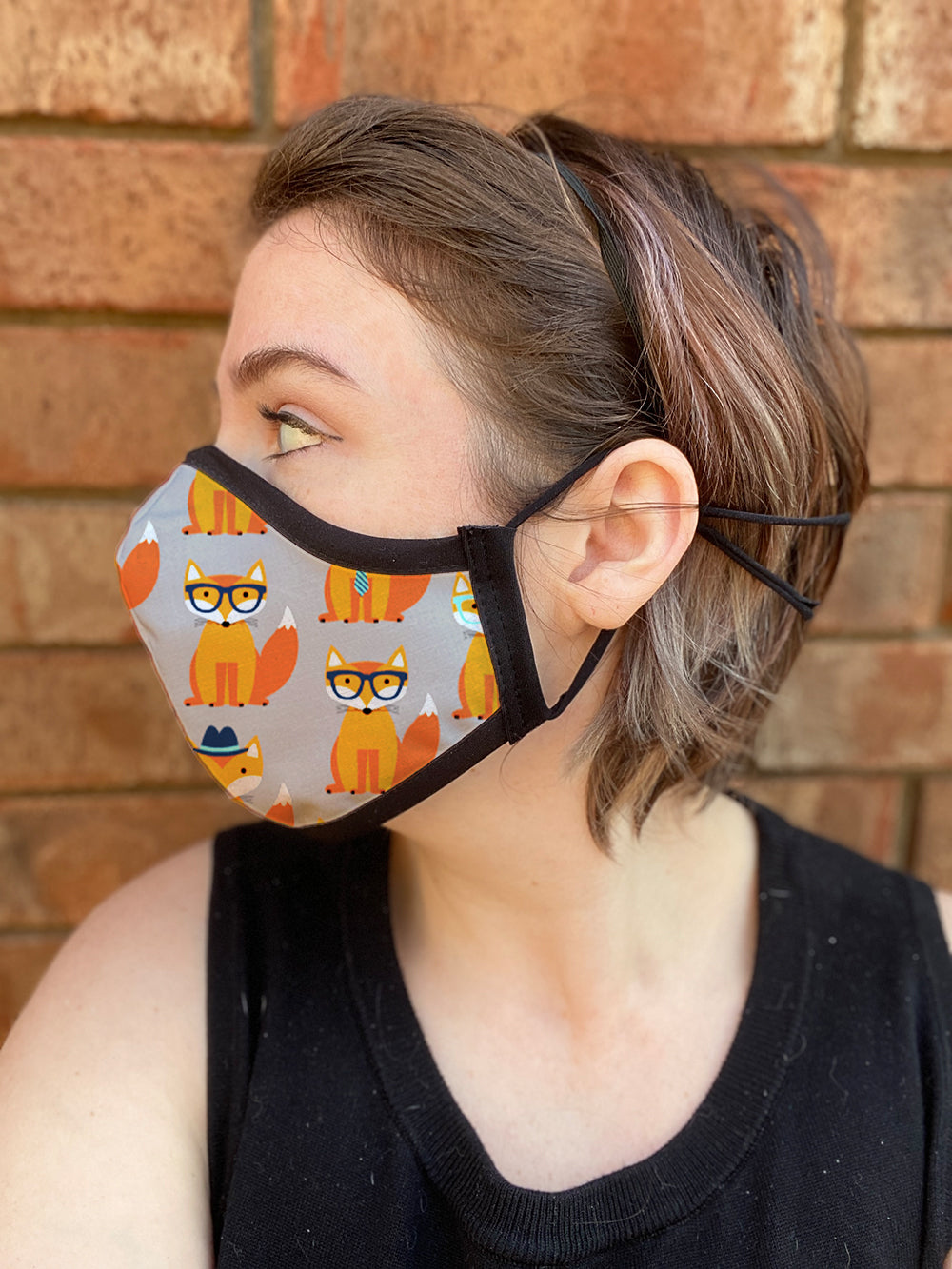 Four Layer Fully Wired Protective Cloth Face Mask - Made in USA - Foxes, Adult