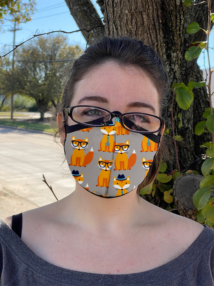 Four Layer Fully Wired Protective Cloth Face Mask - Made in USA - Foxes, Adult