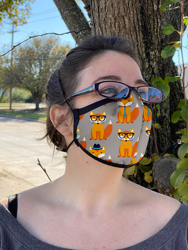 Four Layer Fully Wired Protective Cloth Face Mask - Made in USA - Foxes, Adult