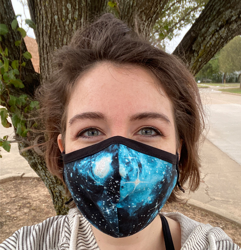 Four Layer Fully Wired Protective Cloth Face Mask - Made in USA - Blue Galaxy, Adult