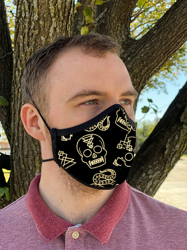 Four Layer Fully Wired Protective Cloth Face Mask - Made in USA - Glam Occult, Adult