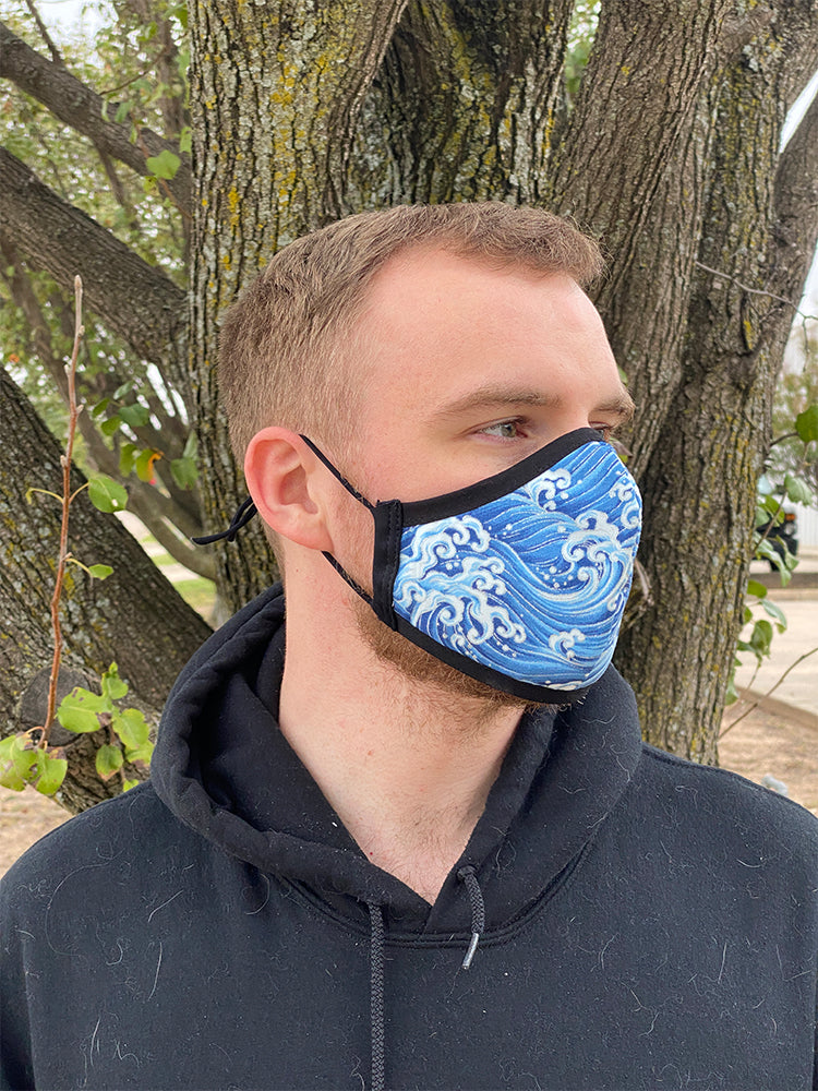 Four Layer Fully Wired Protective Cloth Face Mask - Made in USA - Great Wave, Adult