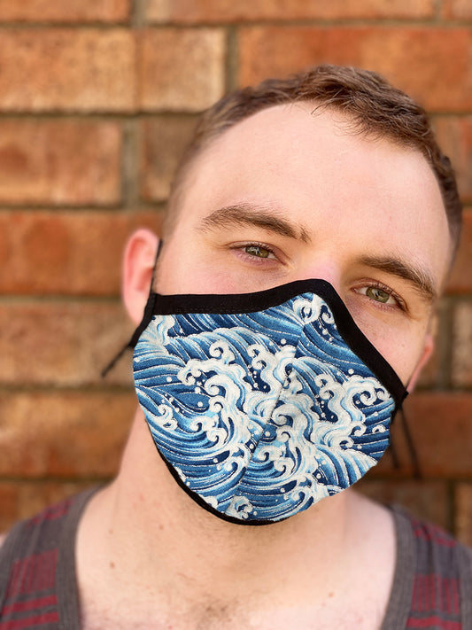 Four Layer Fully Wired Protective Cloth Face Mask - Made in USA - Great Wave, Adult