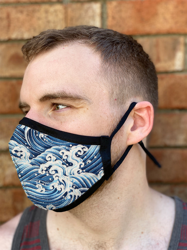 Four Layer Fully Wired Protective Cloth Face Mask - Made in USA - Great Wave, Adult