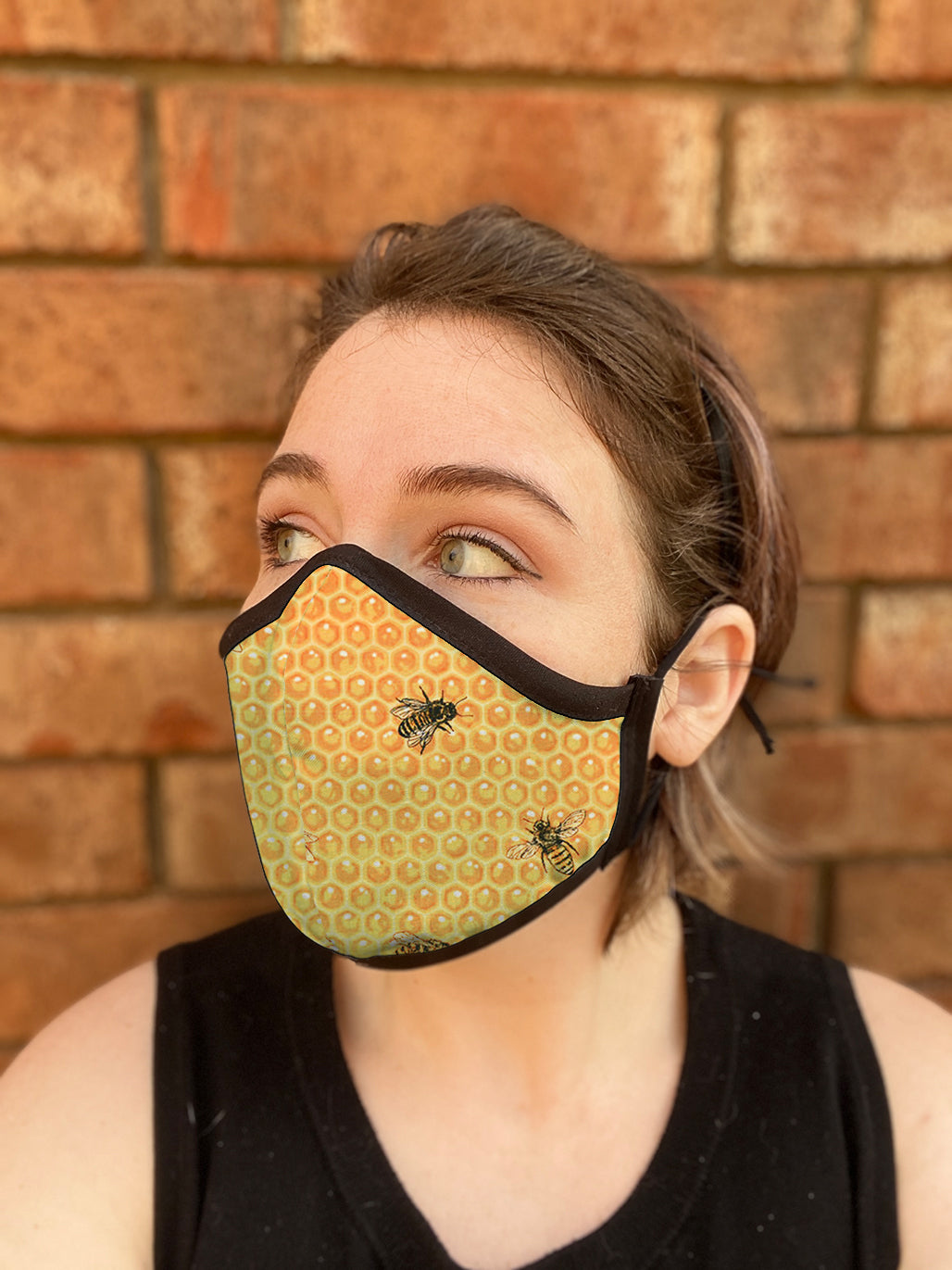 Four Layer Fully Wired Protective Cloth Face Mask - Made in USA - Honey Bee, Adult