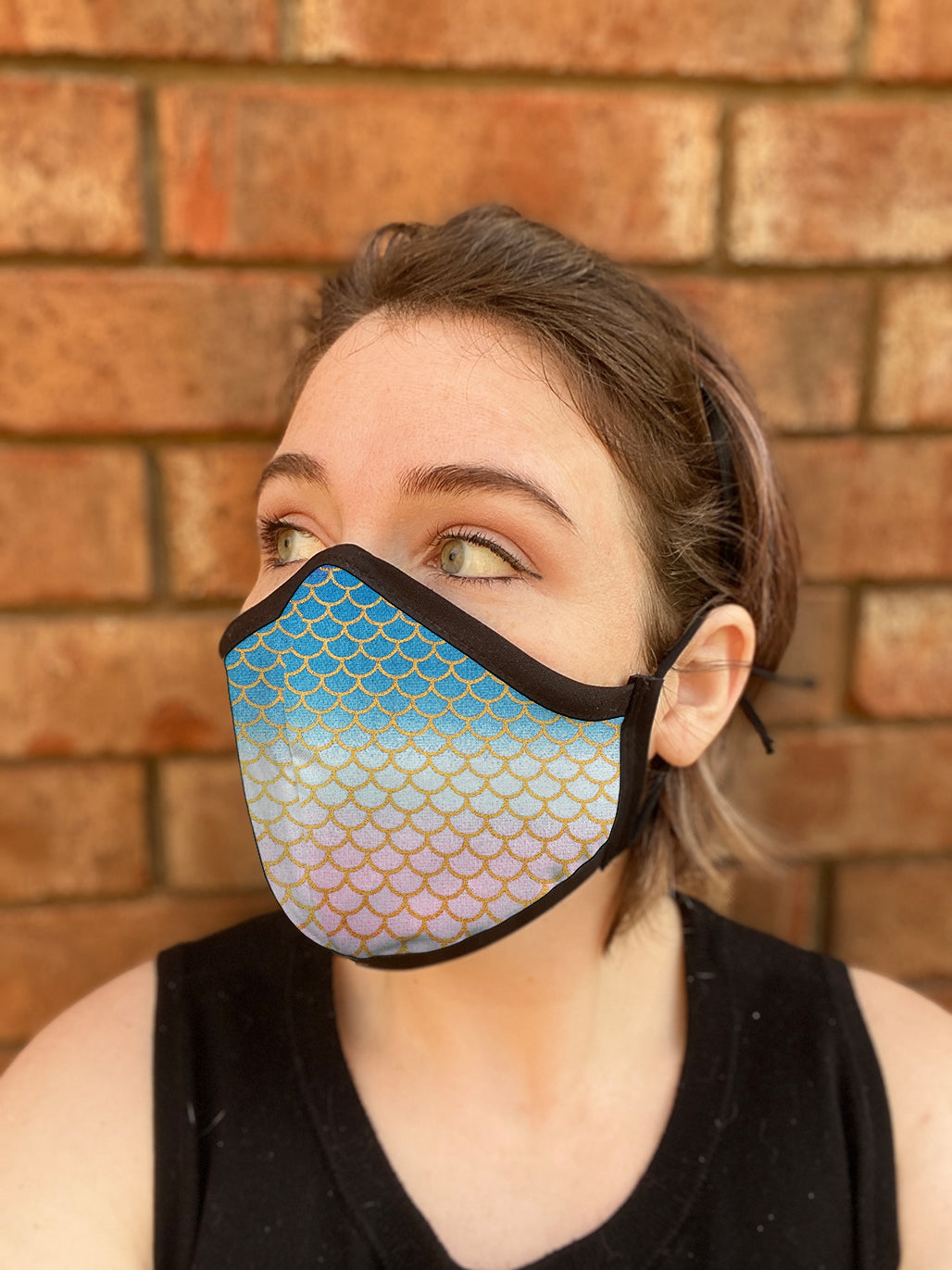 Four Layer Fully Wired Protective Cloth Face Mask - Made in USA - Gradient Mermaid, Adult