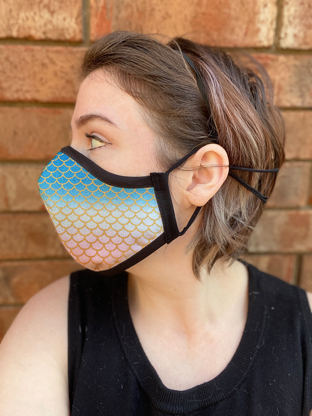 Four Layer Fully Wired Protective Cloth Face Mask - Made in USA - Gradient Mermaid, Adult