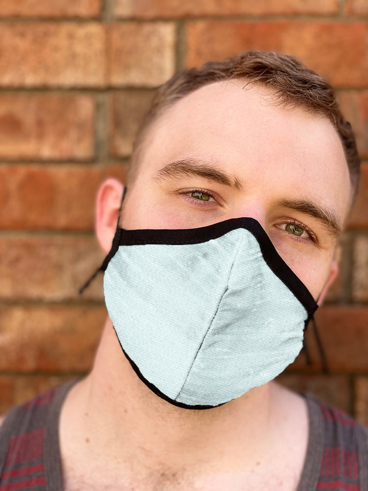 Four Layer Fully Wired Protective Cloth Face Mask - Made in USA - Crosswoven Mint and Silver, Adult