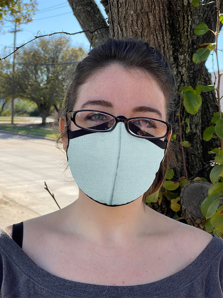 Four Layer Fully Wired Protective Cloth Face Mask - Made in USA - Crosswoven Mint and Silver, Adult
