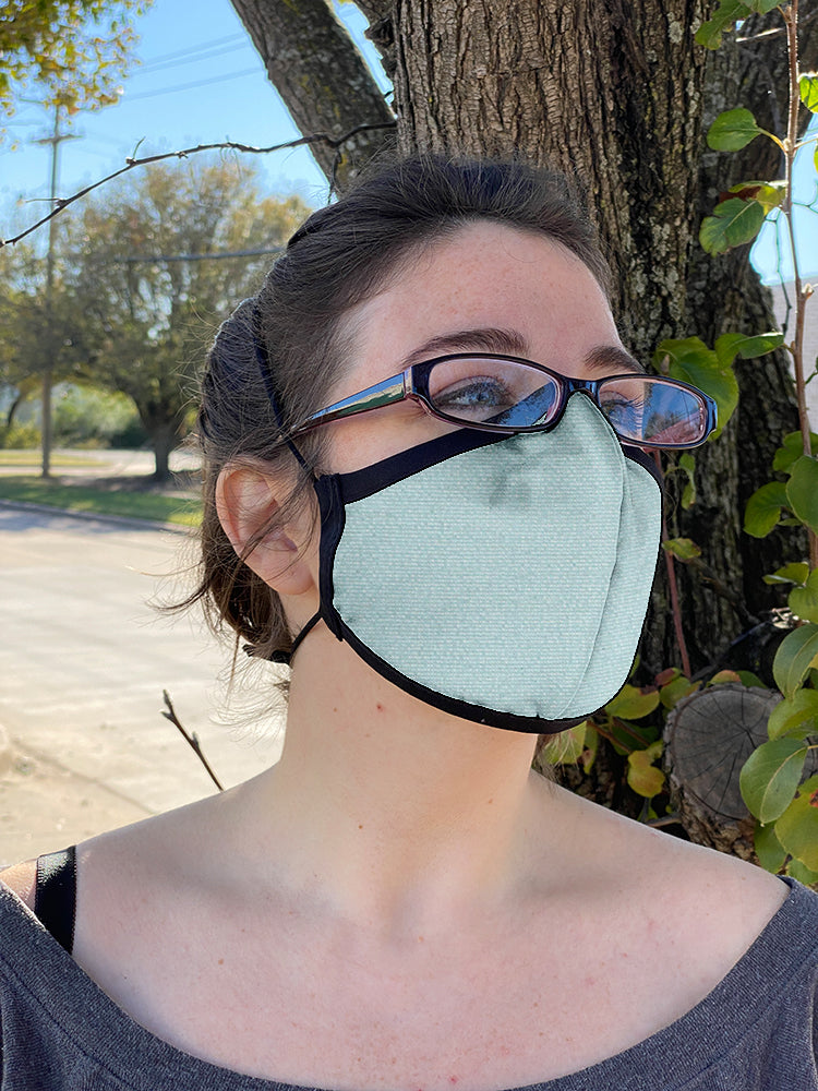 Four Layer Fully Wired Protective Cloth Face Mask - Made in USA - Crosswoven Mint and Silver, Adult