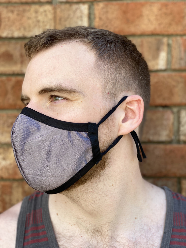 Four Layer Fully Wired Protective Cloth Face Mask - Made in USA - Moonshadow Silk, Adult