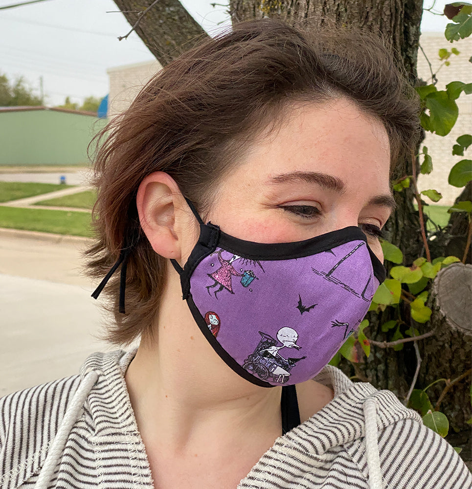 Four Layer Fully Wired Protective Cloth Face Mask - Made in USA - Nightmare Before Christmas, Adult
