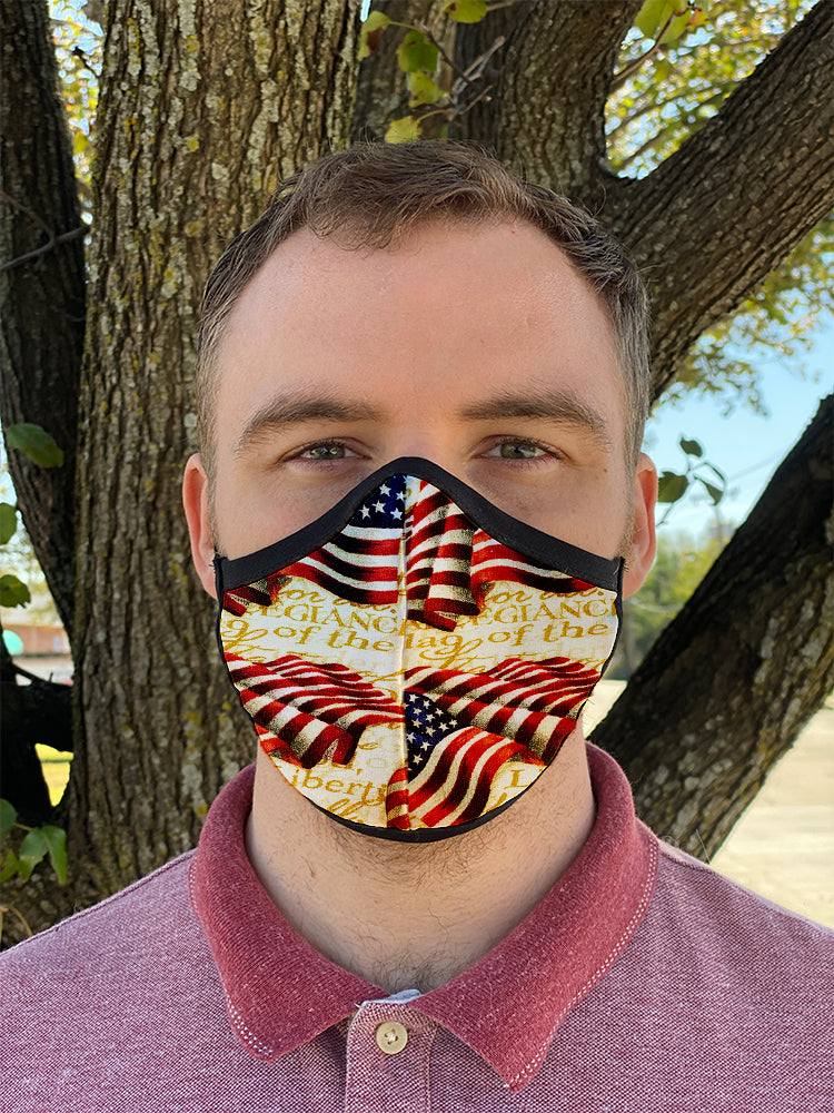 Four Layer Fully Wired Protective Cloth Face Mask - Made in USA - Patriotic Flag, Adult