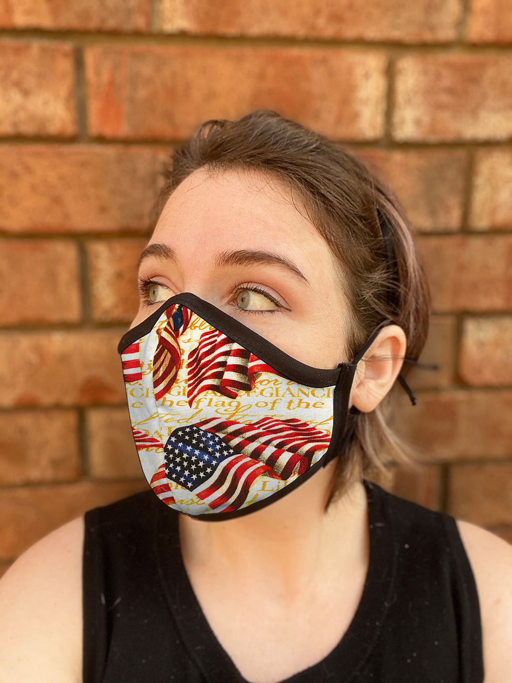 Four Layer Fully Wired Protective Cloth Face Mask - Made in USA - Patriotic Flag, Adult