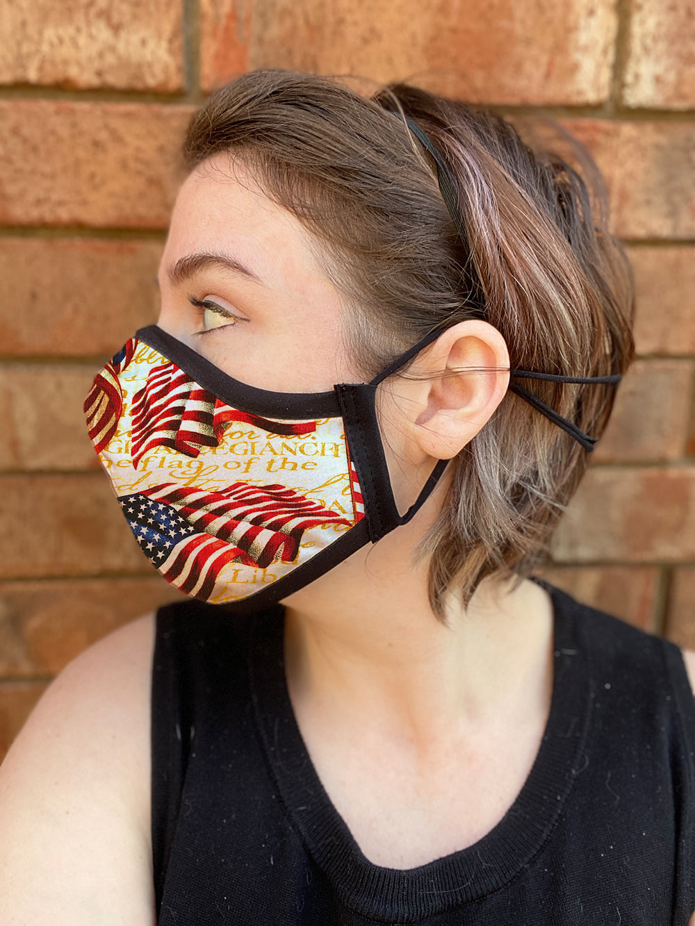 Four Layer Fully Wired Protective Cloth Face Mask - Made in USA - Patriotic Flag, Adult