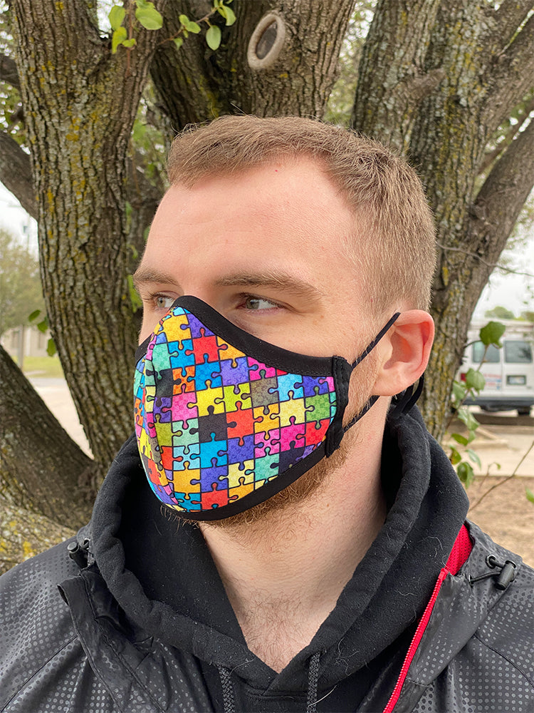 Four Layer Fully Wired Protective Cloth Face Mask - Made in USA - Puzzle, Adult