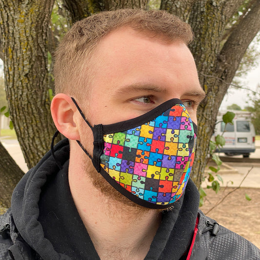 Four Layer Fully Wired Protective Cloth Face Mask - Made in USA - Puzzle, Adult