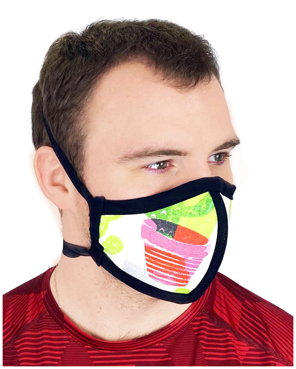 Four Layer Cloth Face Mask - Ear Saver Behind the Head Elastic - Potted Plant, Adult Original Cut
