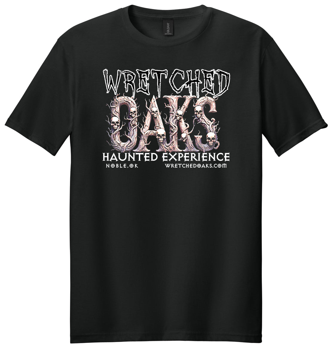 Wretched Oaks - Full Front - Gildan Softstyle T-Shirt. 64000