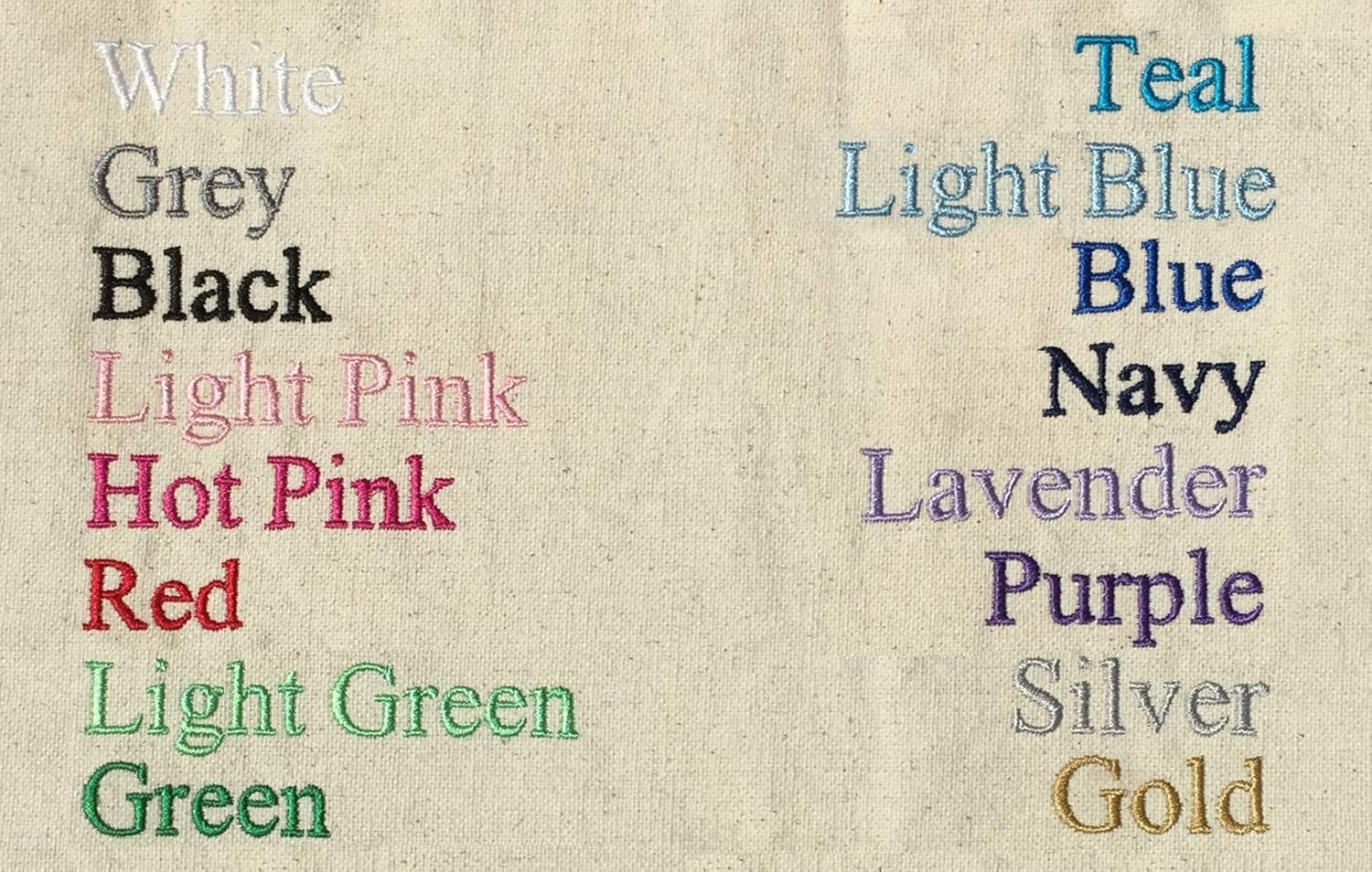 Color names are embroidered in matching threads on fabric—perfect for your Personalized Christmas Stocking, Red and Green Felt, to create a colorful, custom holiday accent.