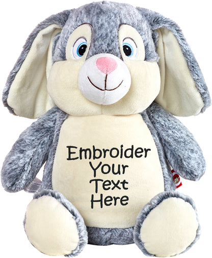 Personalized Cubbie Grey Rabbit – Custom Embroidery