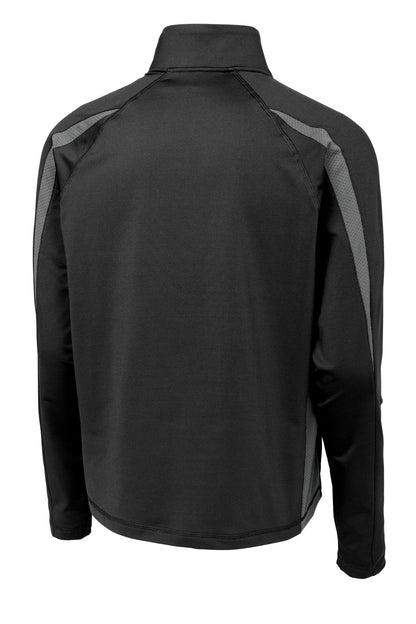 Leon Pierce Body Repair - LC EMB - Sport-Tek Sport-Wick Stretch 1/4-Zip Colorblock Pullover. ST851