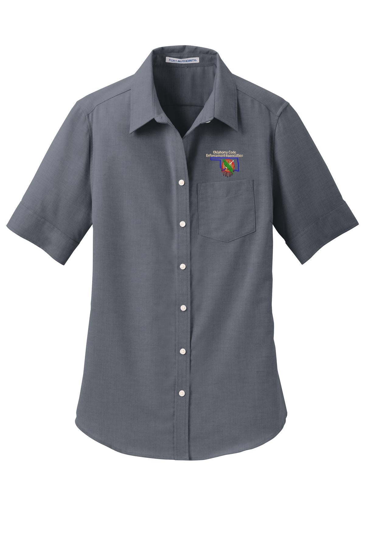 OCEA - Left Chest Logo - Port Authority® Women's Short Sleeve SuperPro Oxford Shirt. L659