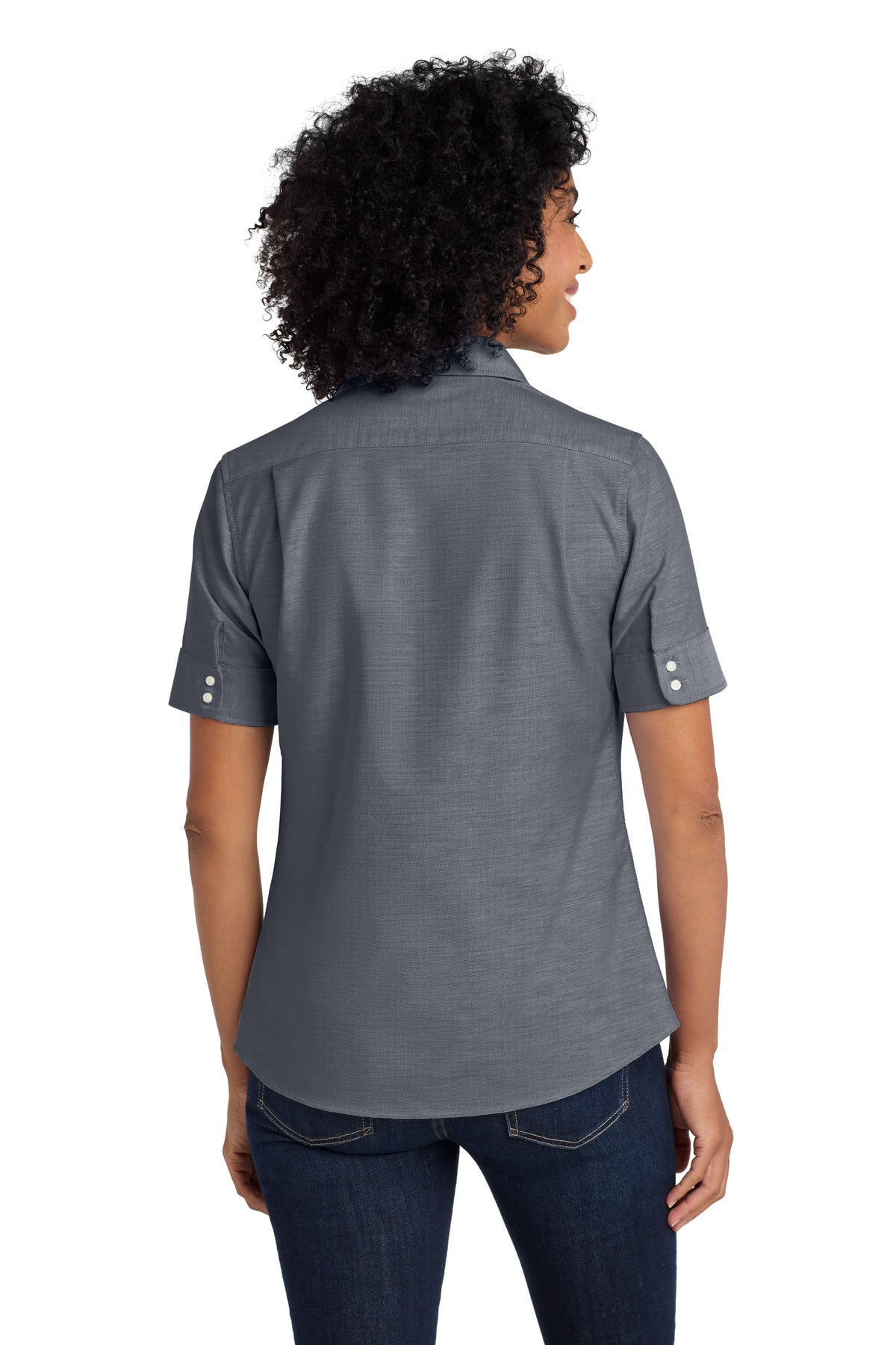 OCEA - Left Chest Logo - Port Authority® Women's Short Sleeve SuperPro Oxford Shirt. L659