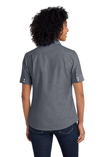 OCEA - Left Chest Logo - Port Authority® Women's Short Sleeve SuperPro Oxford Shirt. L659