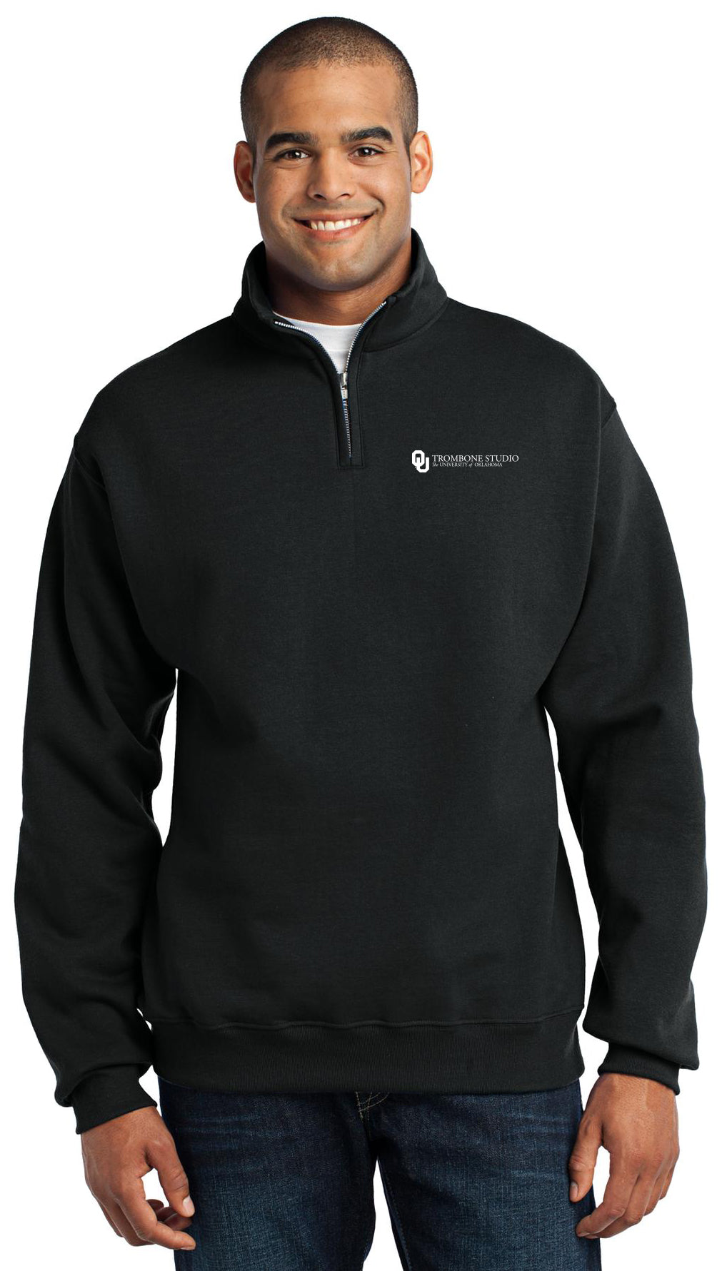 OU Trombone Studio - LC Logo - Jerzees - NuBlend 1/4-Zip Cadet Collar 