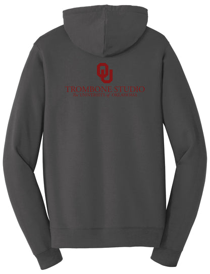 OU Trombone Studio - LC and Full Back - Port & Co Fan Favorite Fleece Pullover Hooded Sweatshirt. PC850H