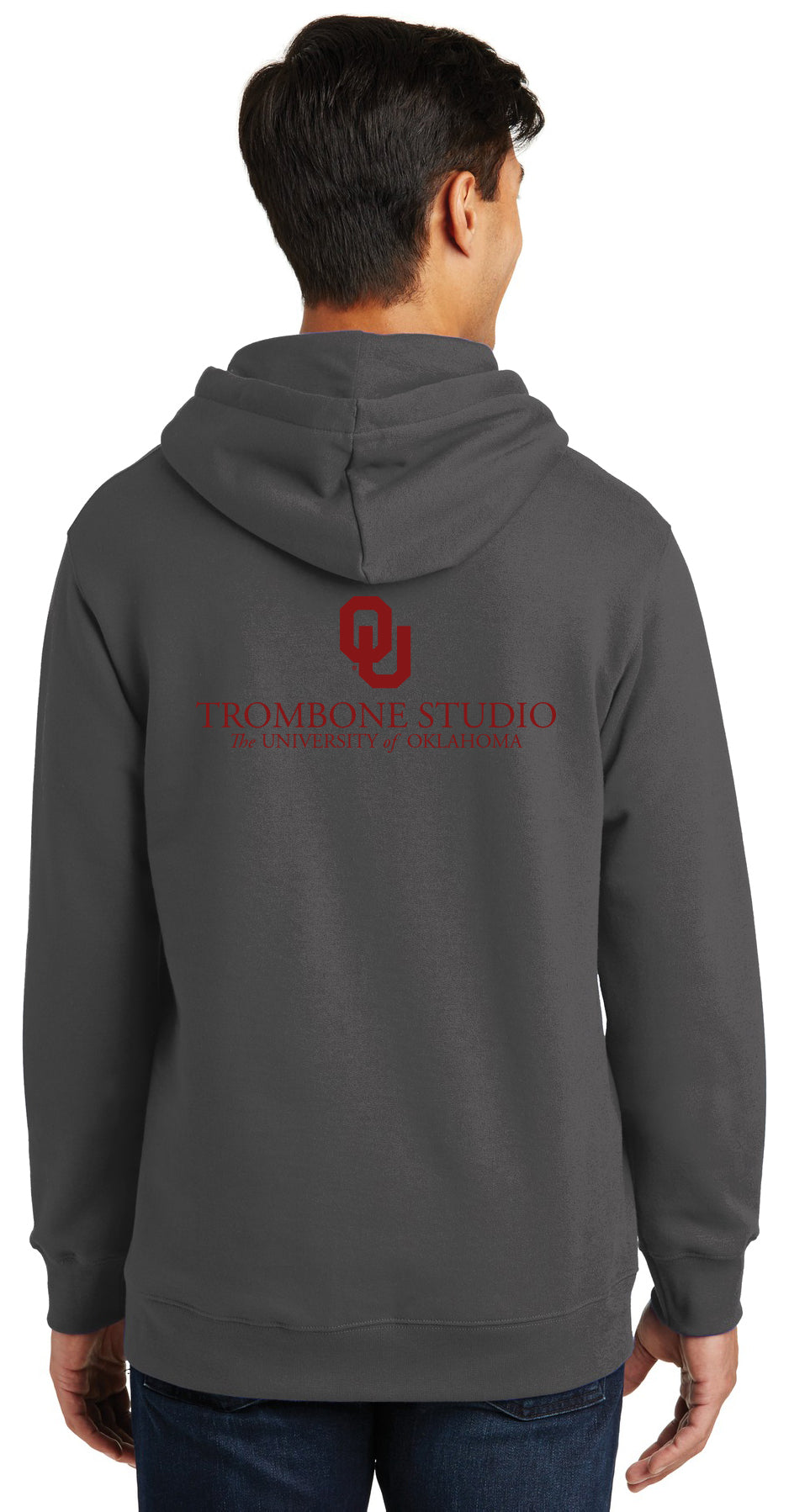 OU Trombone Studio - LC and Full Back - Port & Co Fan Favorite Fleece Pullover Hooded Sweatshirt. PC850H