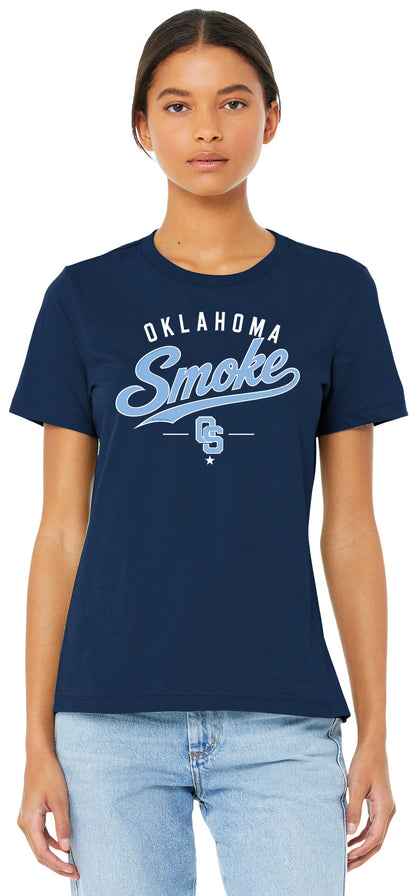 Oklahoma Smoke - Angled Tail Script - BELLA+CANVAS ® Women's Relaxed J