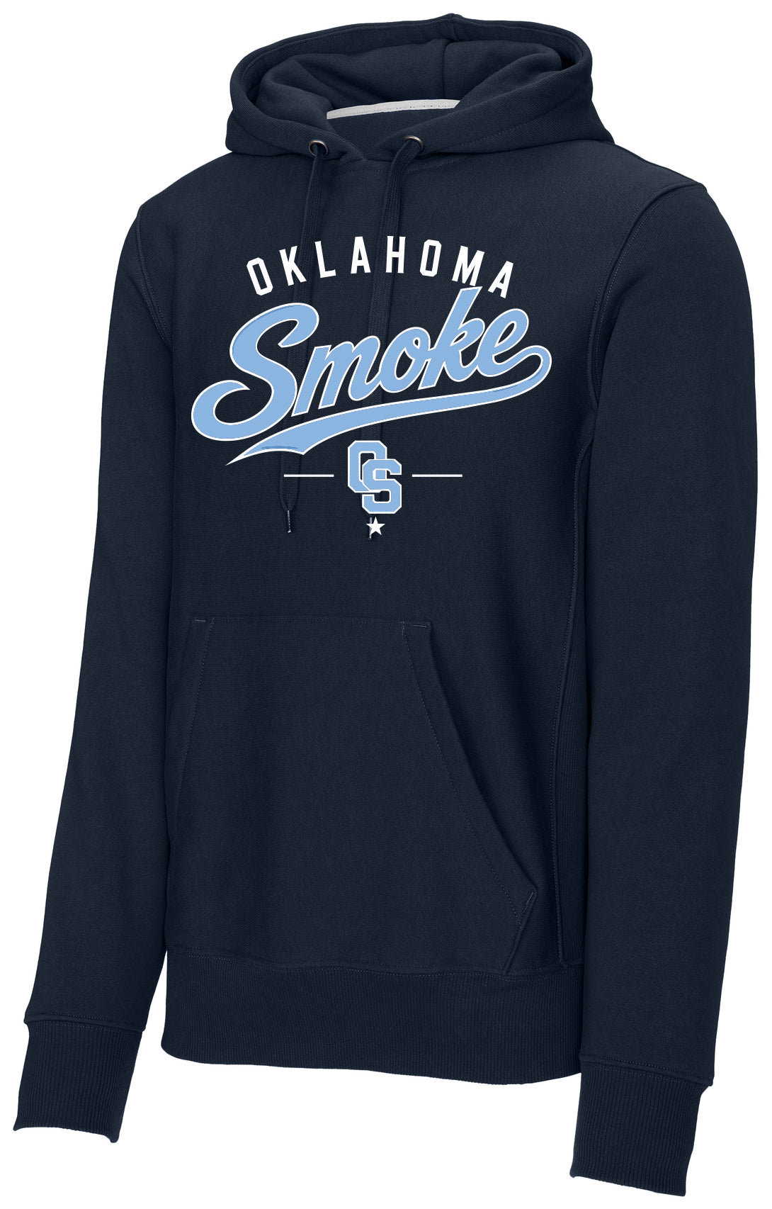 Oklahoma Smoke - Angled Tail Script - Sport-Tek® Super Heavyweight Pullover Hooded Sweatshirt.  F281