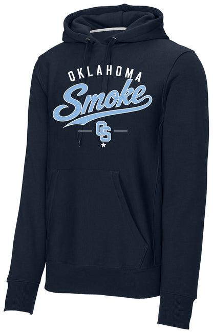 Oklahoma Smoke - Angled Tail Script - Sport-Tek® Super Heavyweight Pullover Hooded Sweatshirt.  F281
