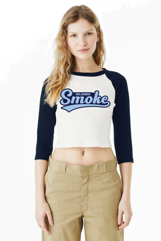 Oklahoma Smoke - Tail Script - BELLA+CANVAS® Women's Micro Rib 3/4 Rag