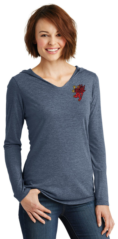 Red Griffin - District Women's Perfect Tri Long Sleeve Hoodie. DM139L