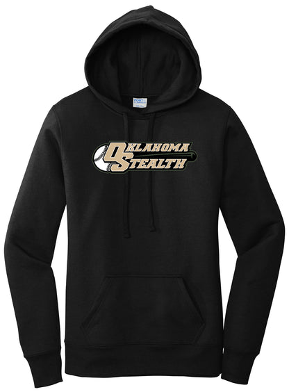 Stealth Baseball - Bat and Diamond - Port & Co Women's Core Fleece Pullover Hooded Sweatshirt LPC78H