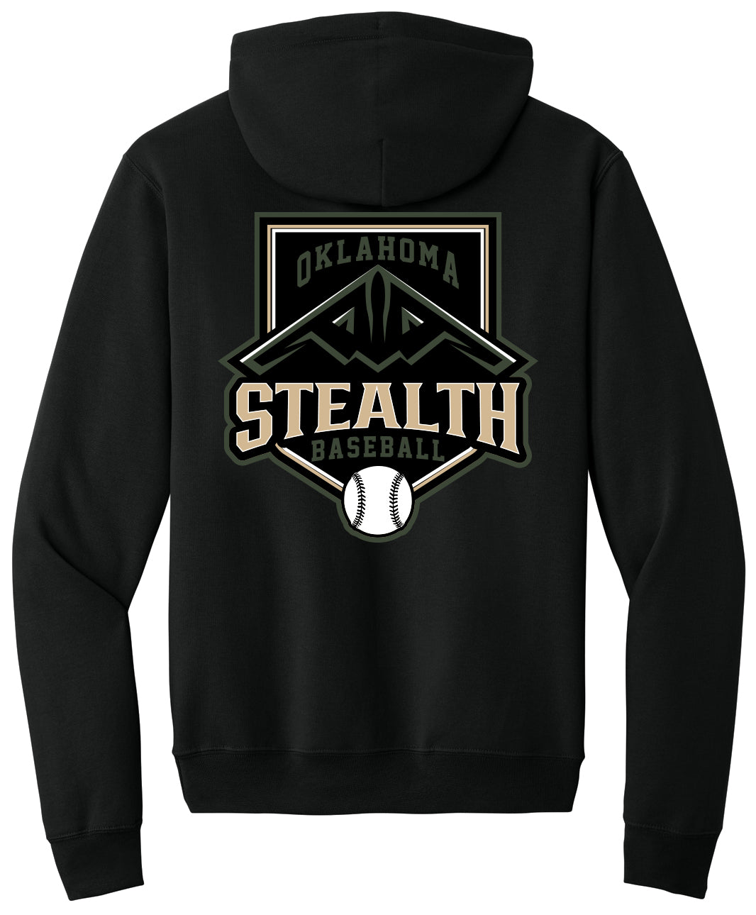 Stealth Baseball - Bat and Diamond - Port & Co Core Fleece Pullover Hooded Sweatshirt. PC78H
