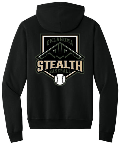 Stealth Baseball - Bat and Diamond - Port & Co Core Fleece Pullover Hooded Sweatshirt. PC78H