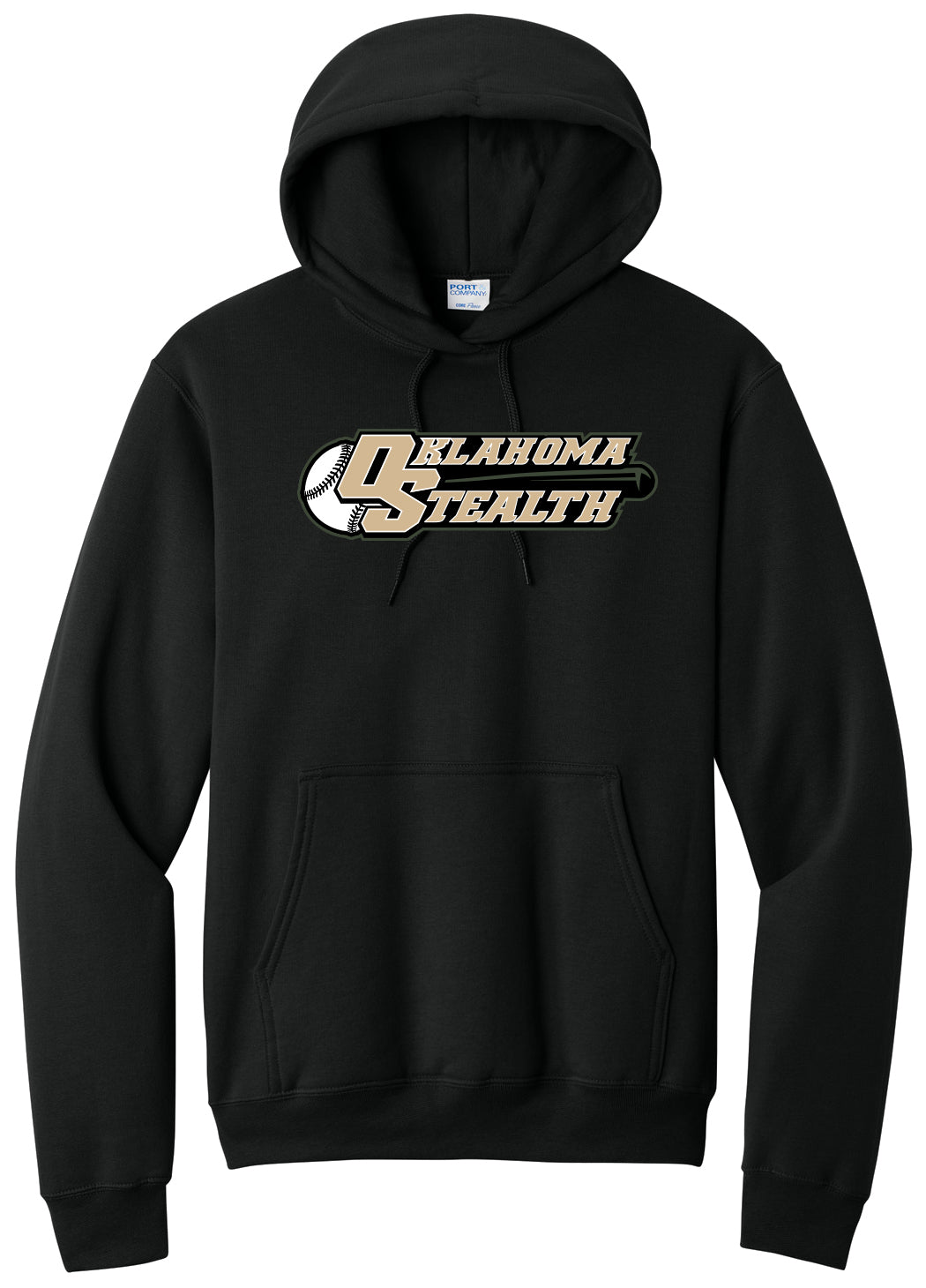 Stealth Baseball - Bat and Diamond - Port & Co Core Fleece Pullover Hooded Sweatshirt. PC78H