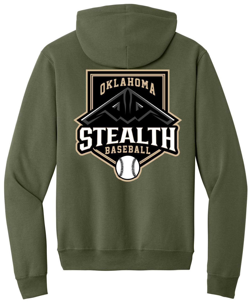 Stealth Baseball - Bat and Diamond - Port & Co Core Fleece Pullover Hooded Sweatshirt. PC78H