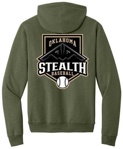 Stealth Baseball - Bat and Diamond - Port & Co Core Fleece Pullover Hooded Sweatshirt. PC78H